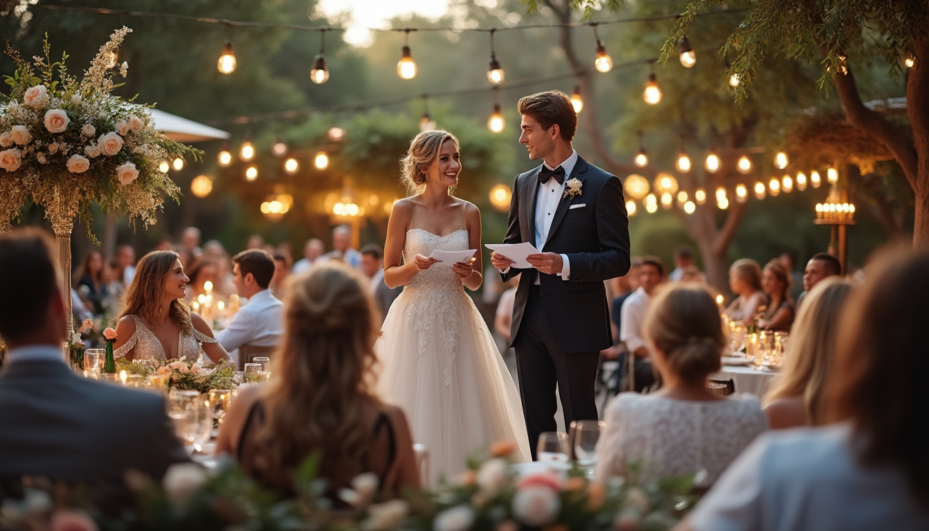 découvrez des exemples émouvants de discours de mariés adressés à leurs invités, pour inspirer des paroles sincères et touchantes lors de votre réception de mariage.