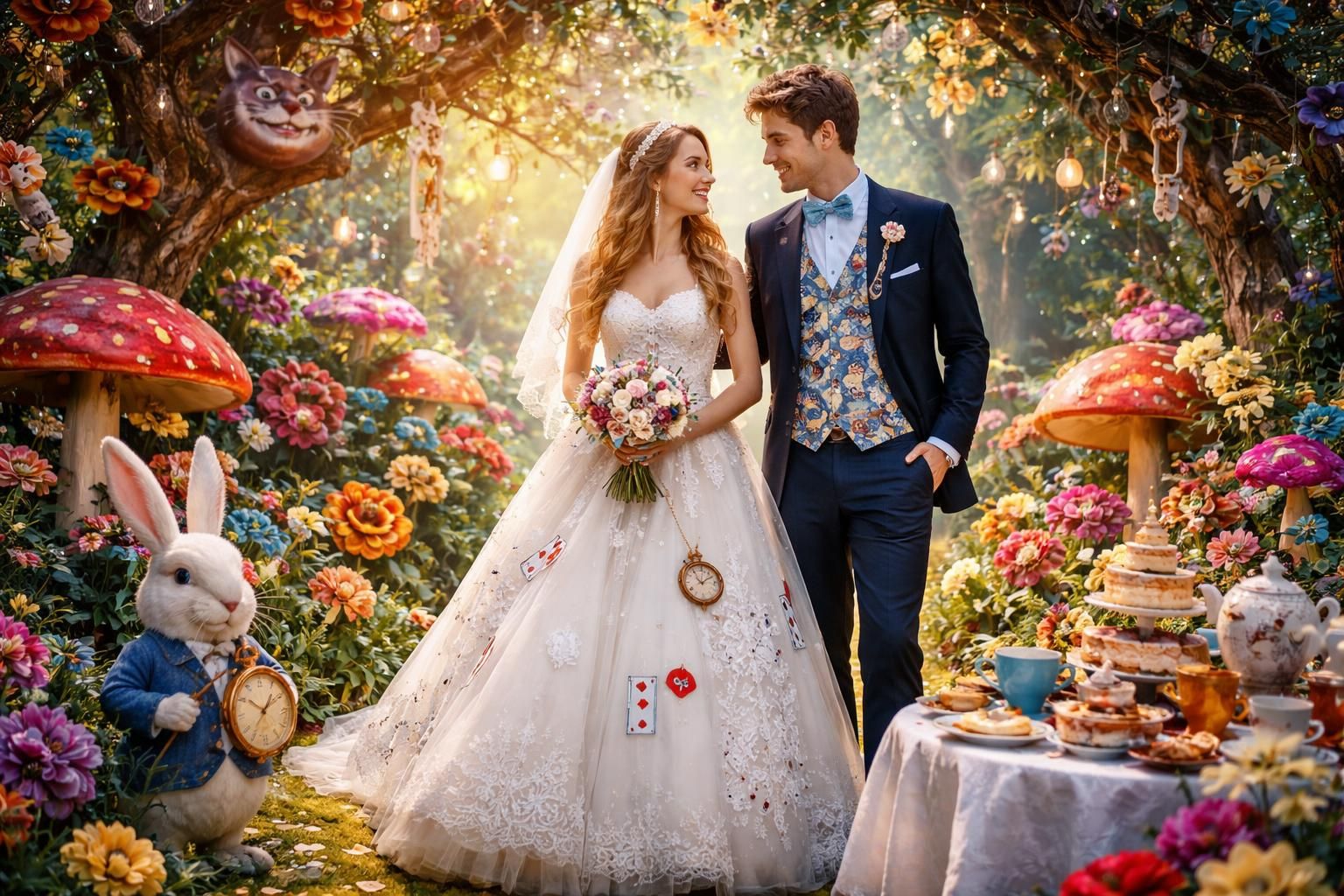 découvrez une célébration nuptiale magique et originale, inspirée de l'univers enchanteur d'alice au pays des merveilles. une ambiance féerique pour un mariage inoubliable.