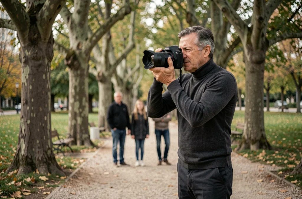 Photographe de famille en action dans le Parc Peixotto à Talence lors d'une séance photo en extérieur
